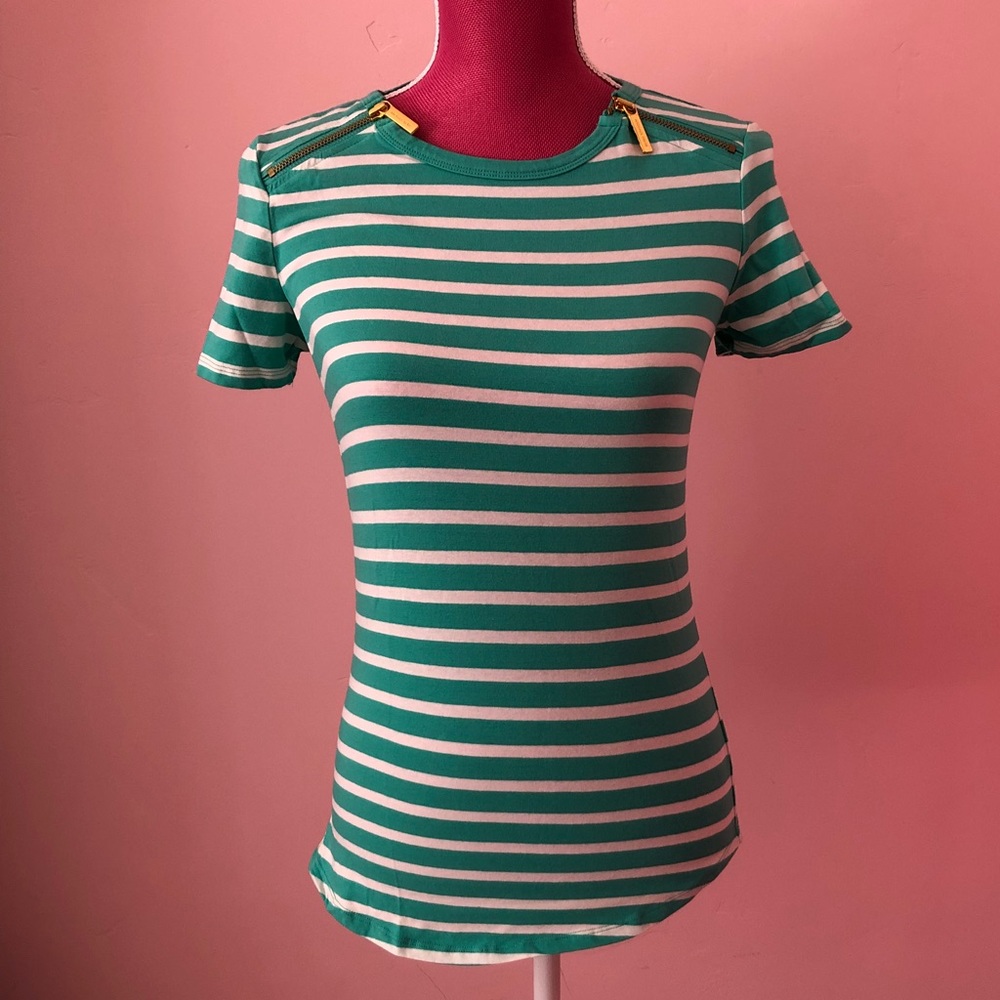 NWOT MK Michael Kors S Mint Striped Tee